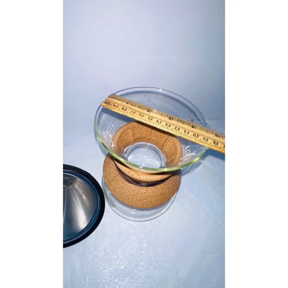 Bodum Pour Over Coffee Maker 34oz Clear Glass Cork Sleeve Stainless Steel Filter